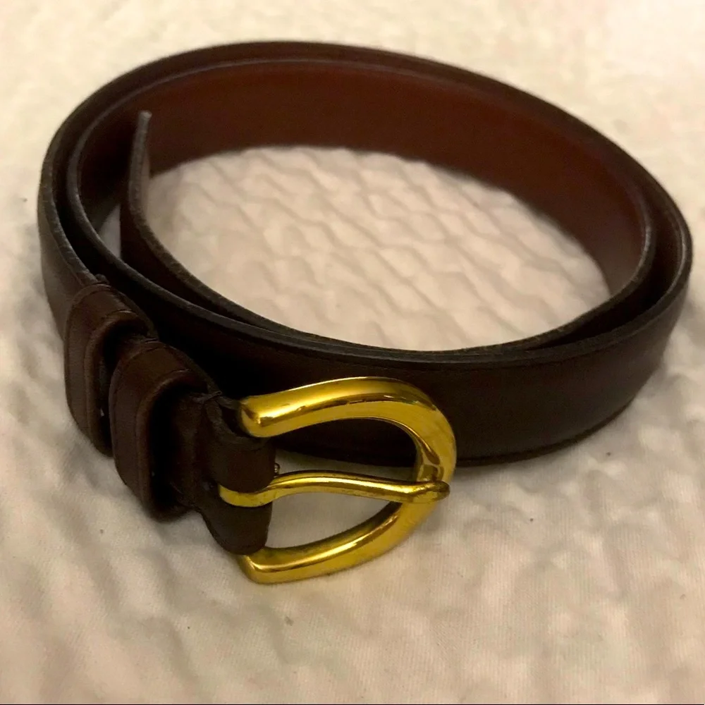 Coach Brown Leather Belt with Brass Buckle